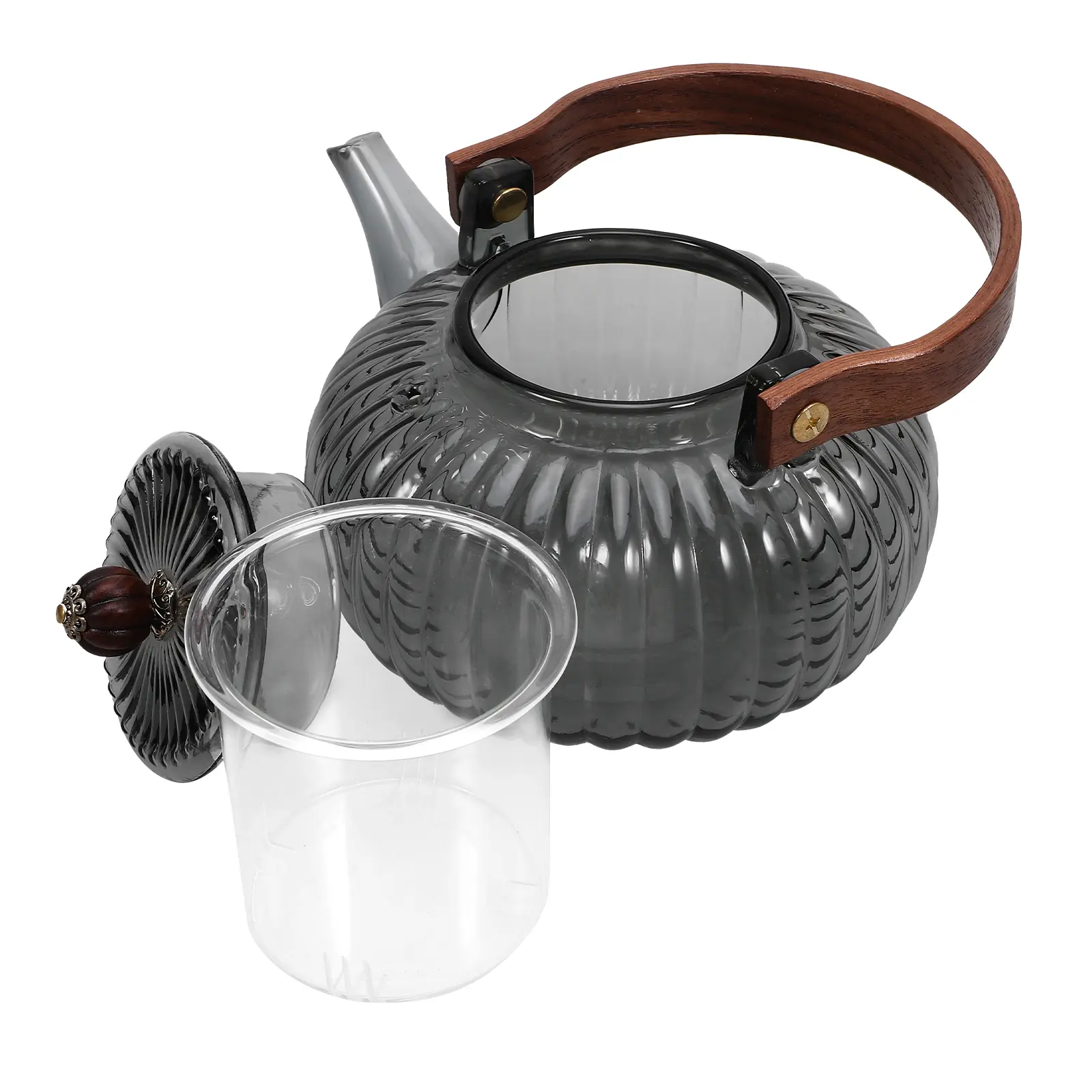 Glass Teapot Smooth Surface Easy Clean Moderate Capacity Comfort Grip Simple Stylish Home Office Tea Pot Flower Kettle H held