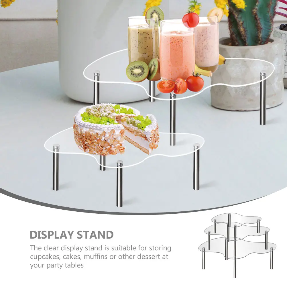 3pcs Acrylic Cake Stand Clear Display Tray Stackable Dessert Holder BT101 Medium Large Extra Large Transparent