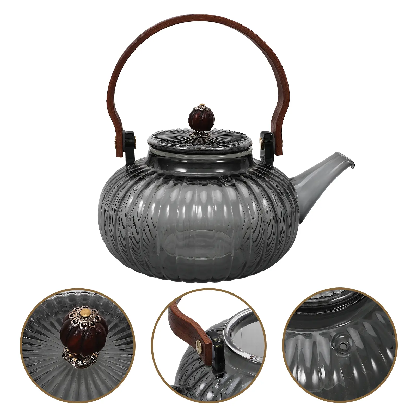 Glass Teapot Smooth Surface Easy Clean Moderate Capacity Comfort Grip Simple Stylish Home Office Tea Pot Flower Kettle H held