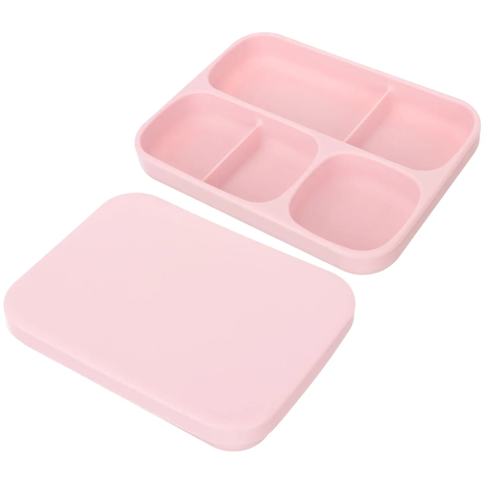Snacks Baby Silicone Plate Food with Cover Toddler Serving Tray Lid Plates Lids Pink Travel