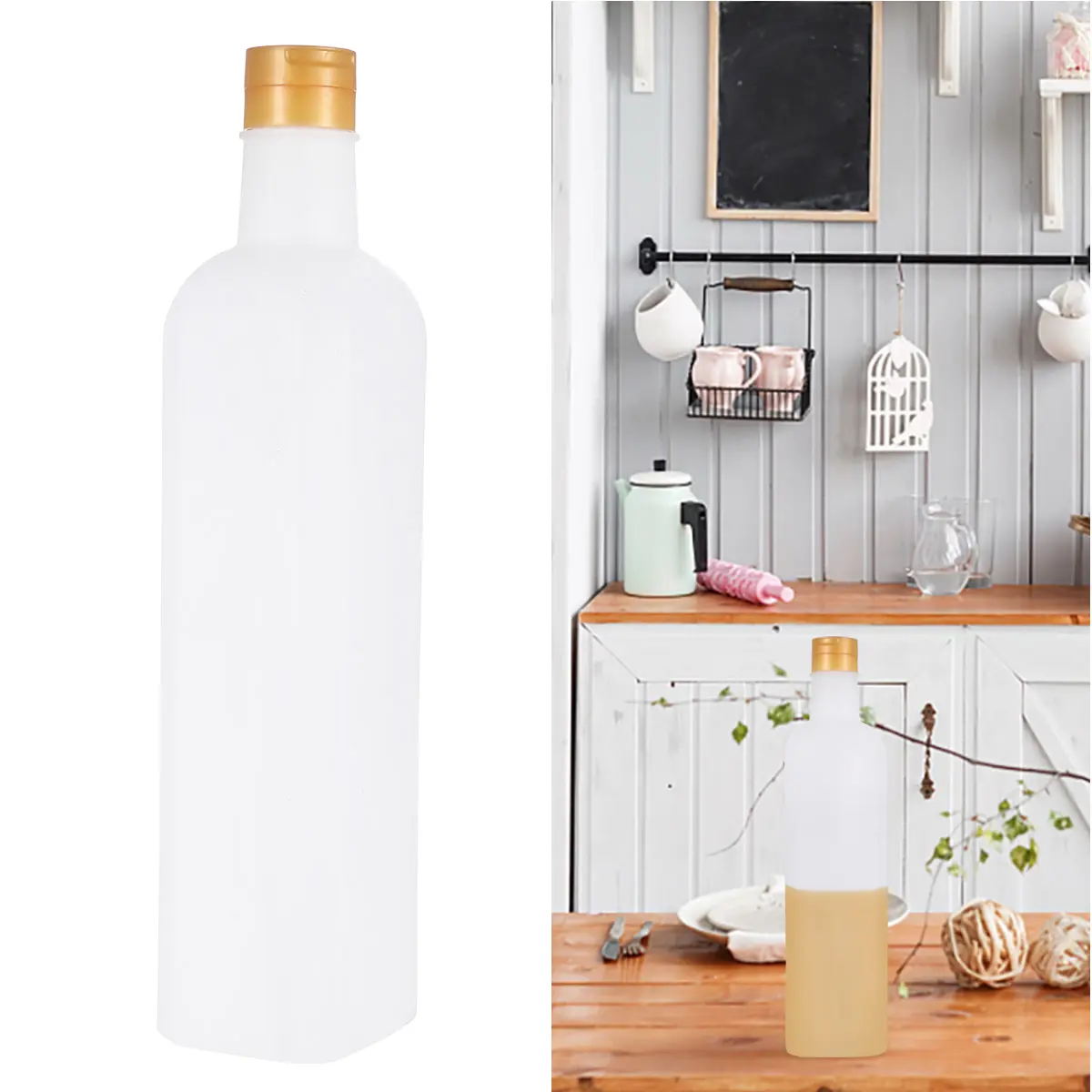 2 pcs Pe Plastic Oil Storage Bottle Transparent Vinegar Soy Sauce Container Kitchen Accessory Household Storage Container