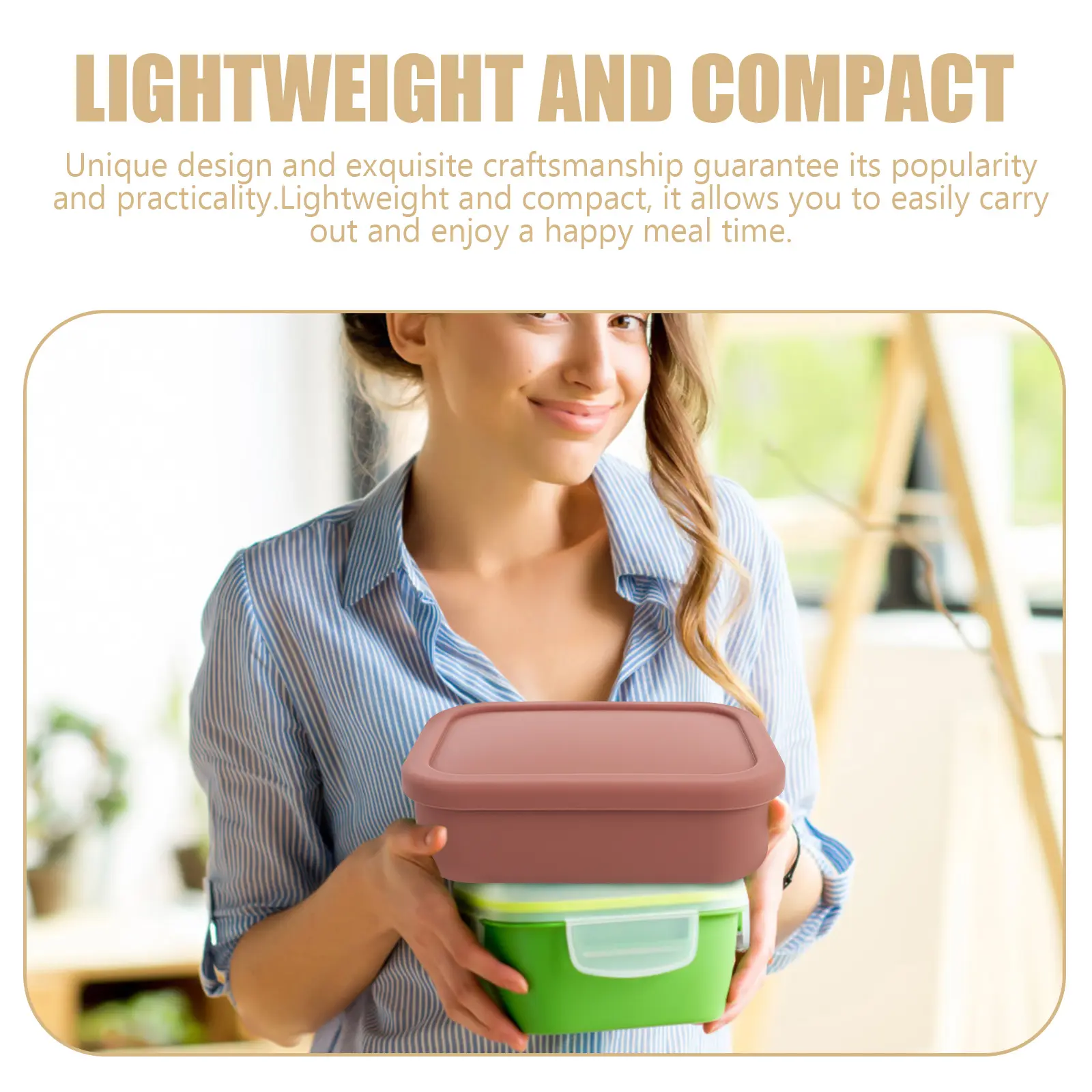 Silicone Compartment Blue Portable Kids Students Microwavable Food Container Office Case Lunch Box Thermal