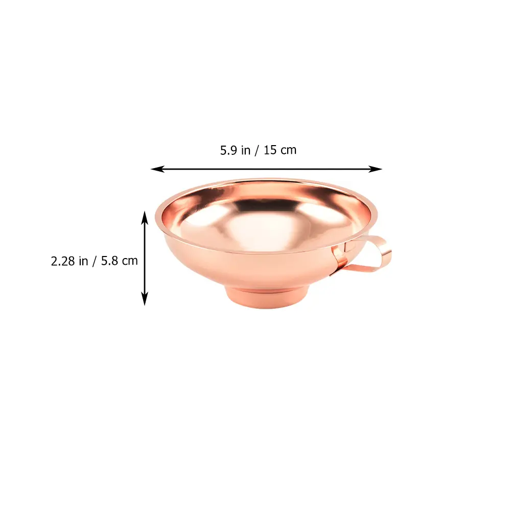 1pc Stainless Steel Funnel No Spill Leak Home Kitchen Gadget Oil Wine Liquid Filtration Transferring Tool Rose Gold