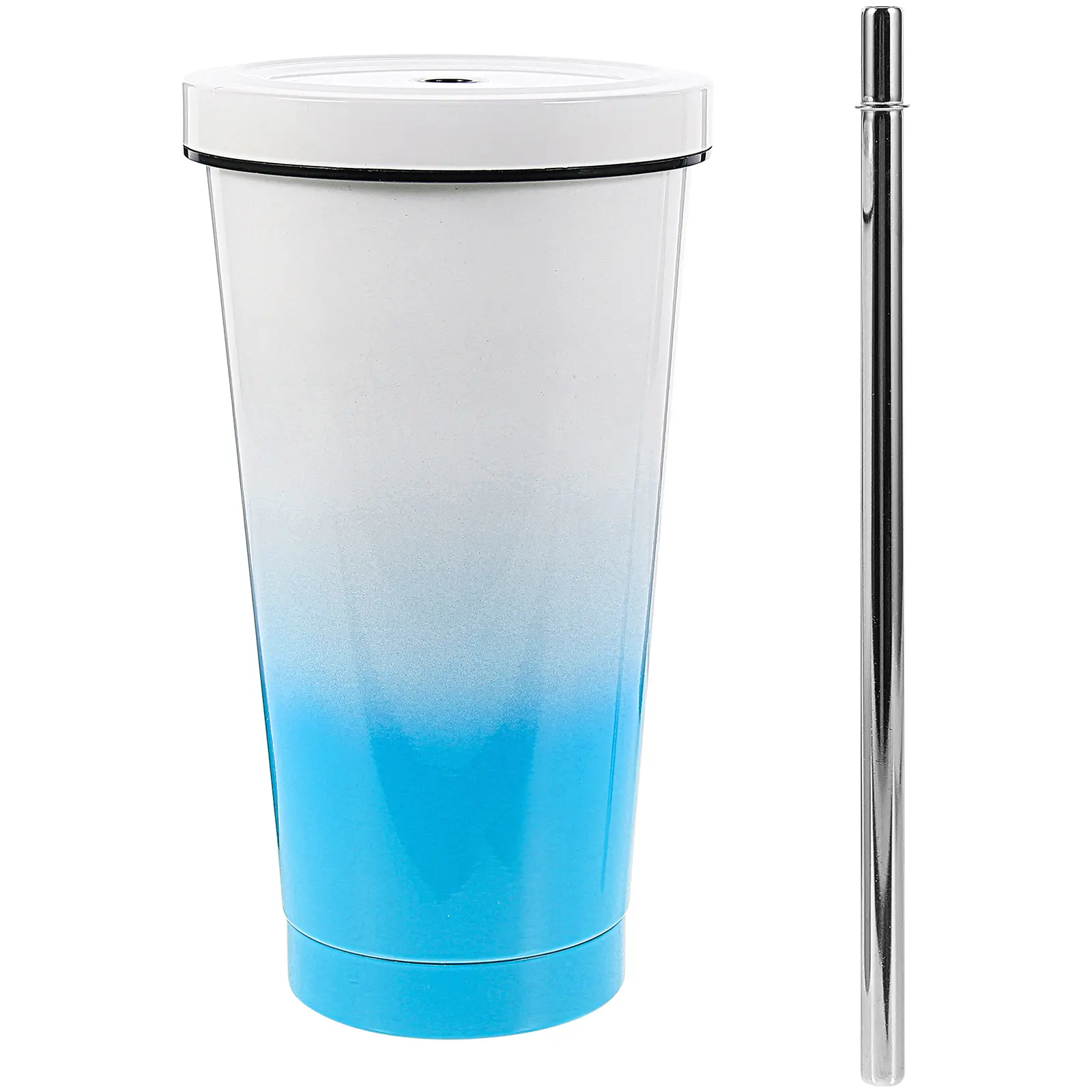 Stainless Steel Water Cup 304 201 Blue Mini Straw Large Capacity Metal Bottle Outdoor Ice Coffee Child Stylish Straw Design