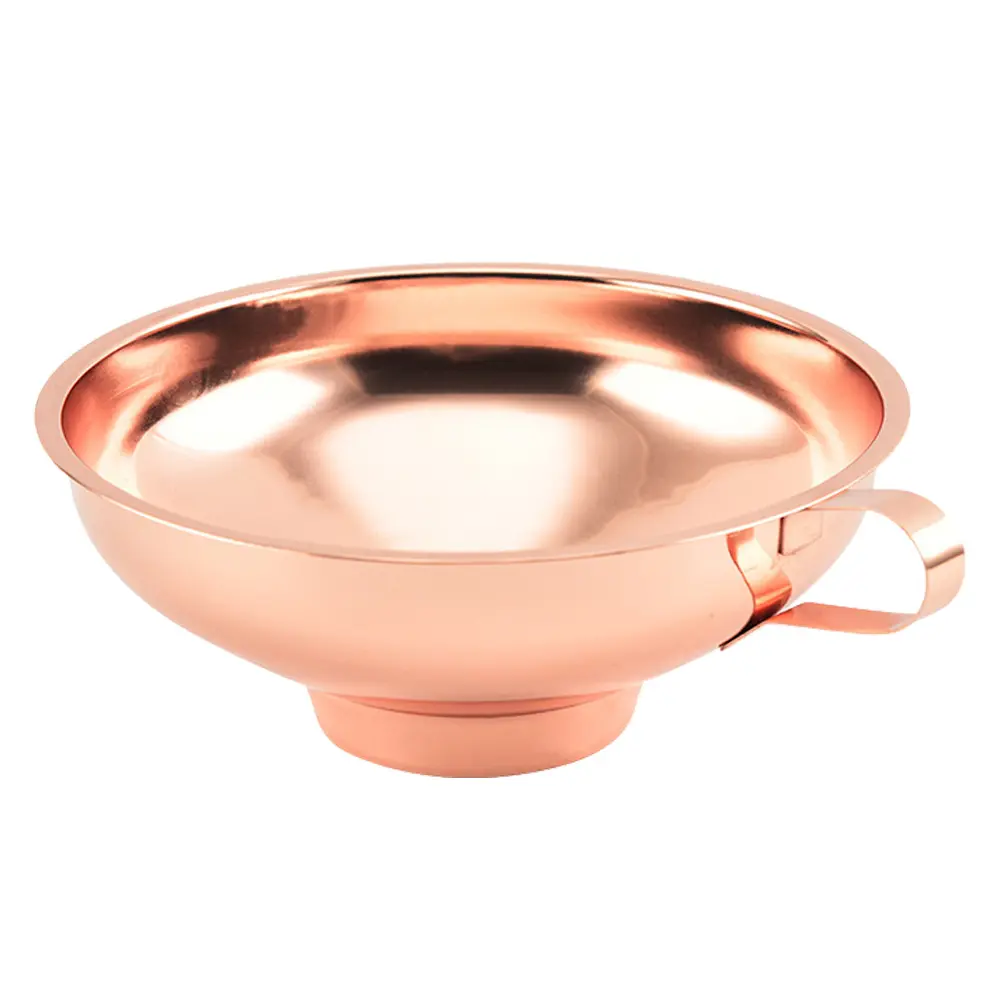1pc Stainless Steel Funnel No Spill Leak Home Kitchen Gadget Oil Wine Liquid Filtration Transferring Tool Rose Gold