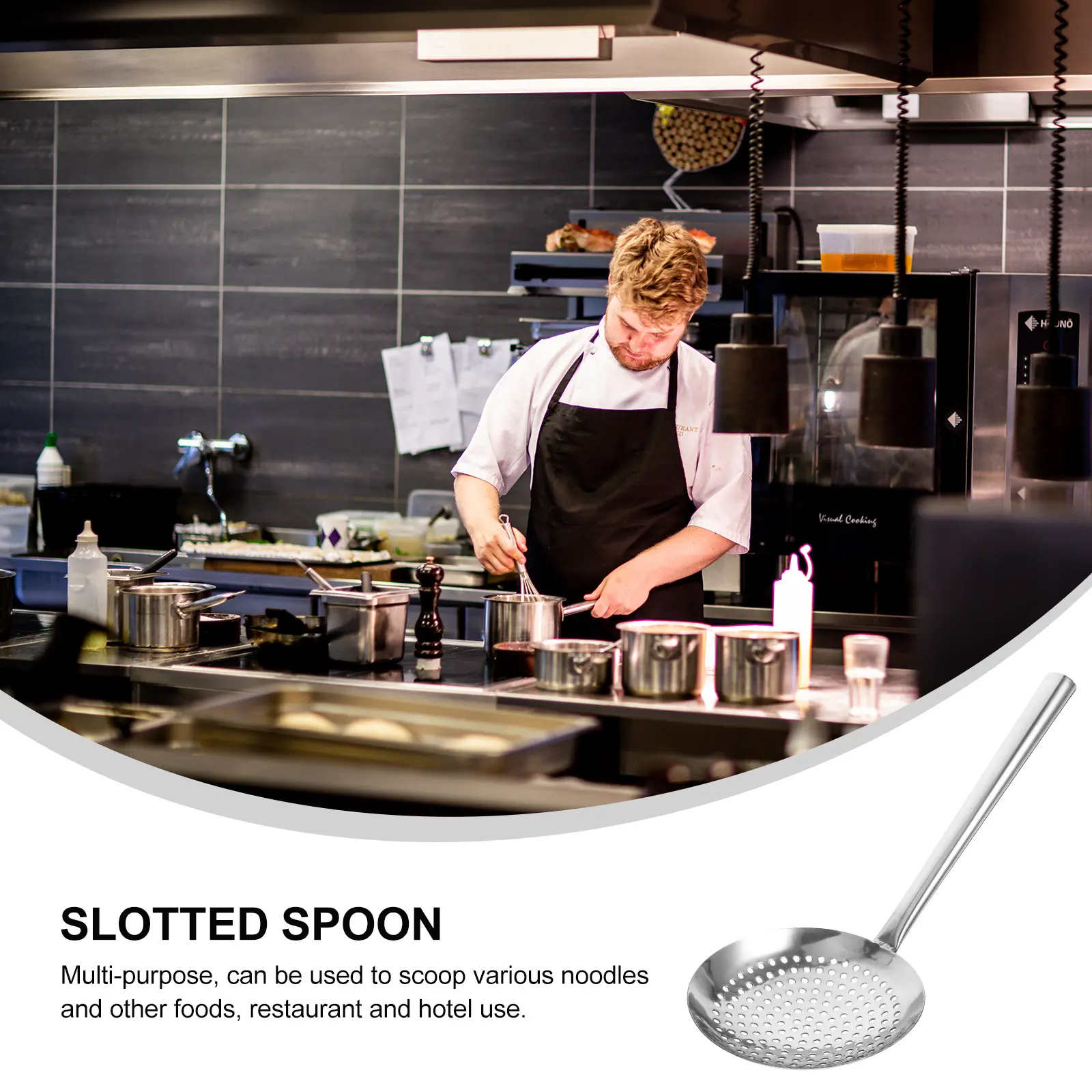 Stainless Steel Strainer Spoon Kitchen Supplies Large Capacity Multi-Purpose Noodle Pasta Filter Spoon For Home Restaurant Use