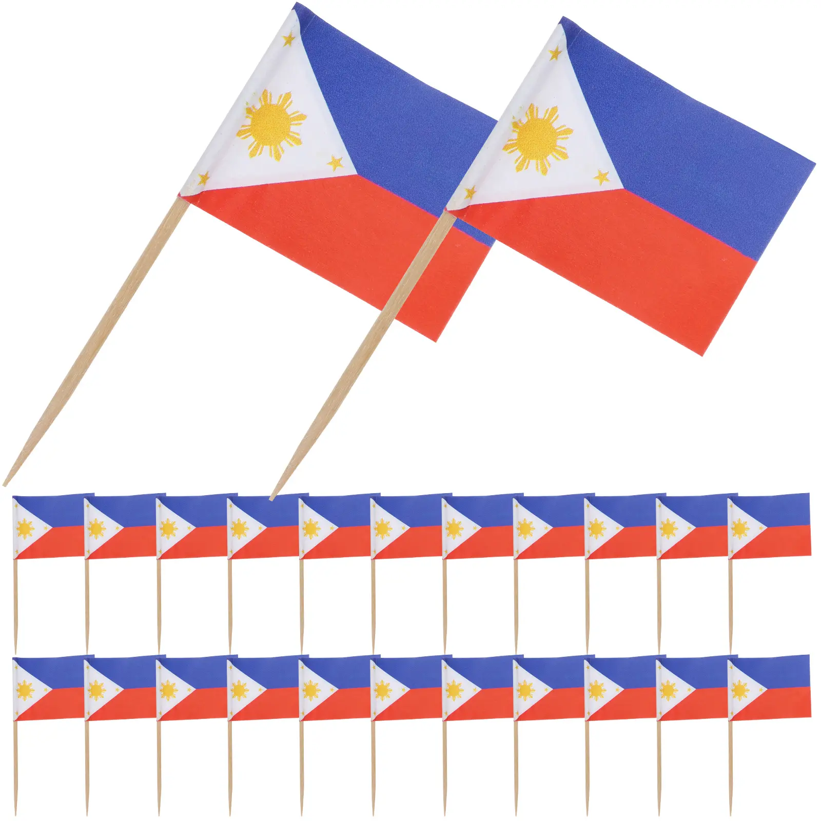 100pcs Fruit Picks Philippines National Flag Wooden Party Dessert Tasting Sticks Decorative Cocktail Toothpicks Cake Appetizer