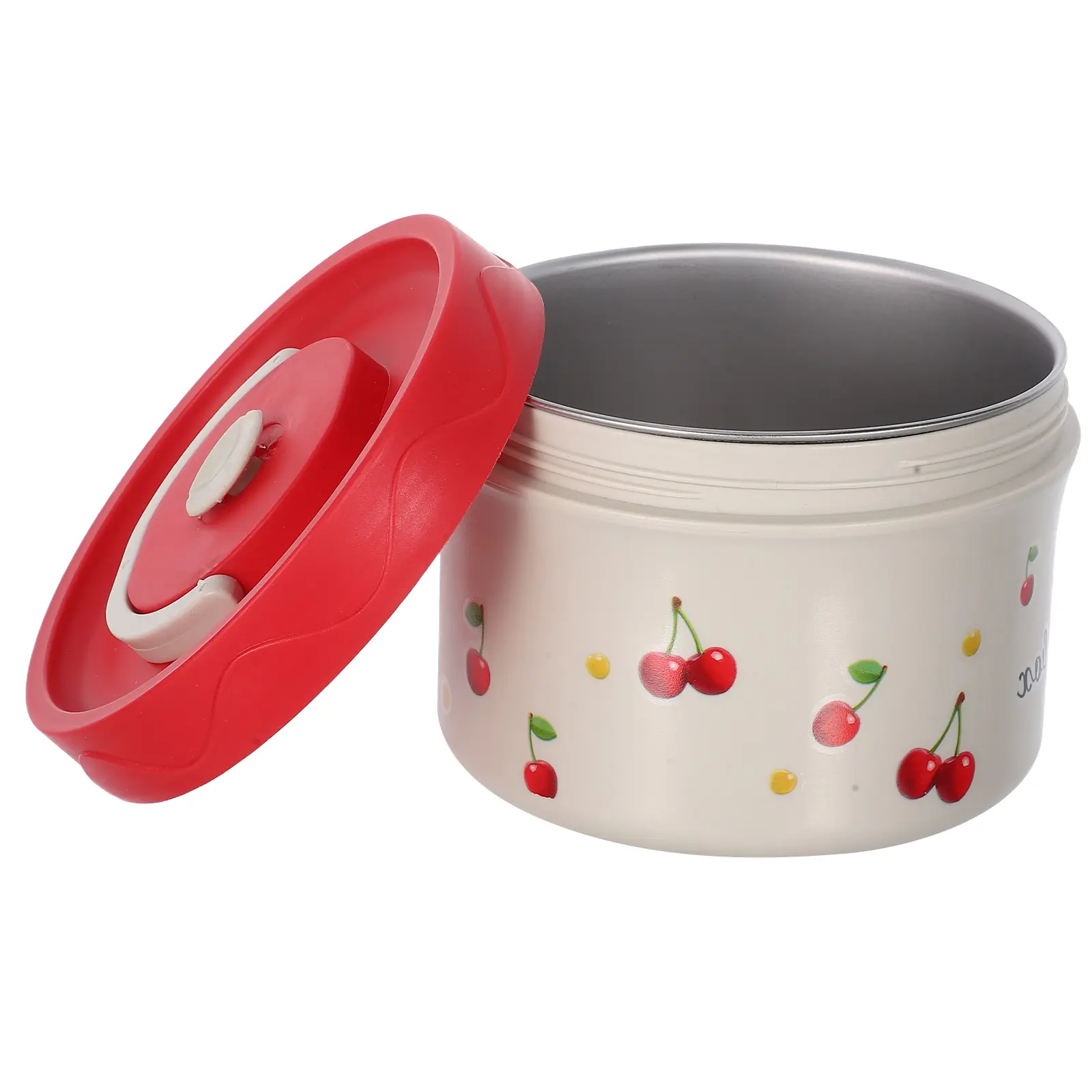 Stainless Steel Lunch Box Microwavable 304 Lightweight Thermal Food Container Cherry Design For Office