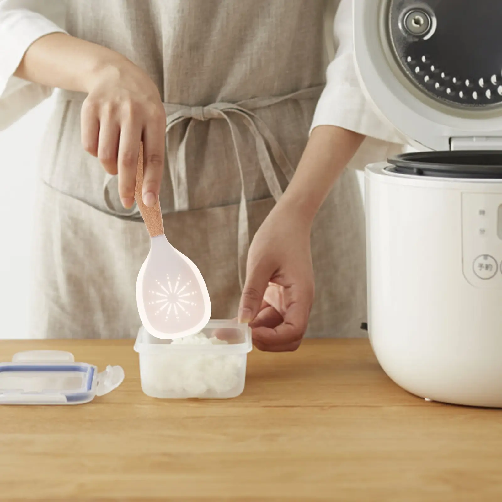 Sturdy Nonstick Silicone Rice Stand Up Design Heat Resistant Serving Stirring Mixing Cooking Utensil For Home Kitchen Use Ladle