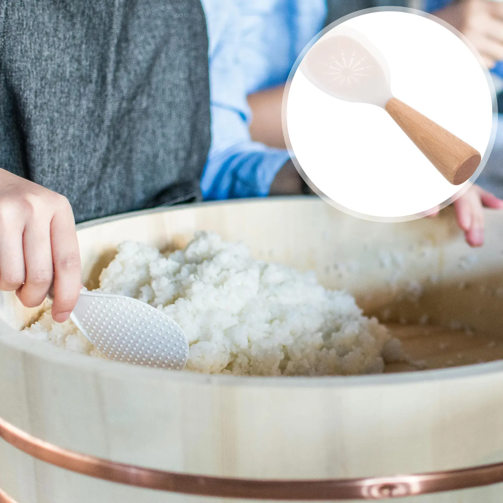 Sturdy Nonstick Silicone Rice Stand Up Design Heat Resistant Serving Stirring Mixing Cooking Utensil For Home Kitchen Use Ladle