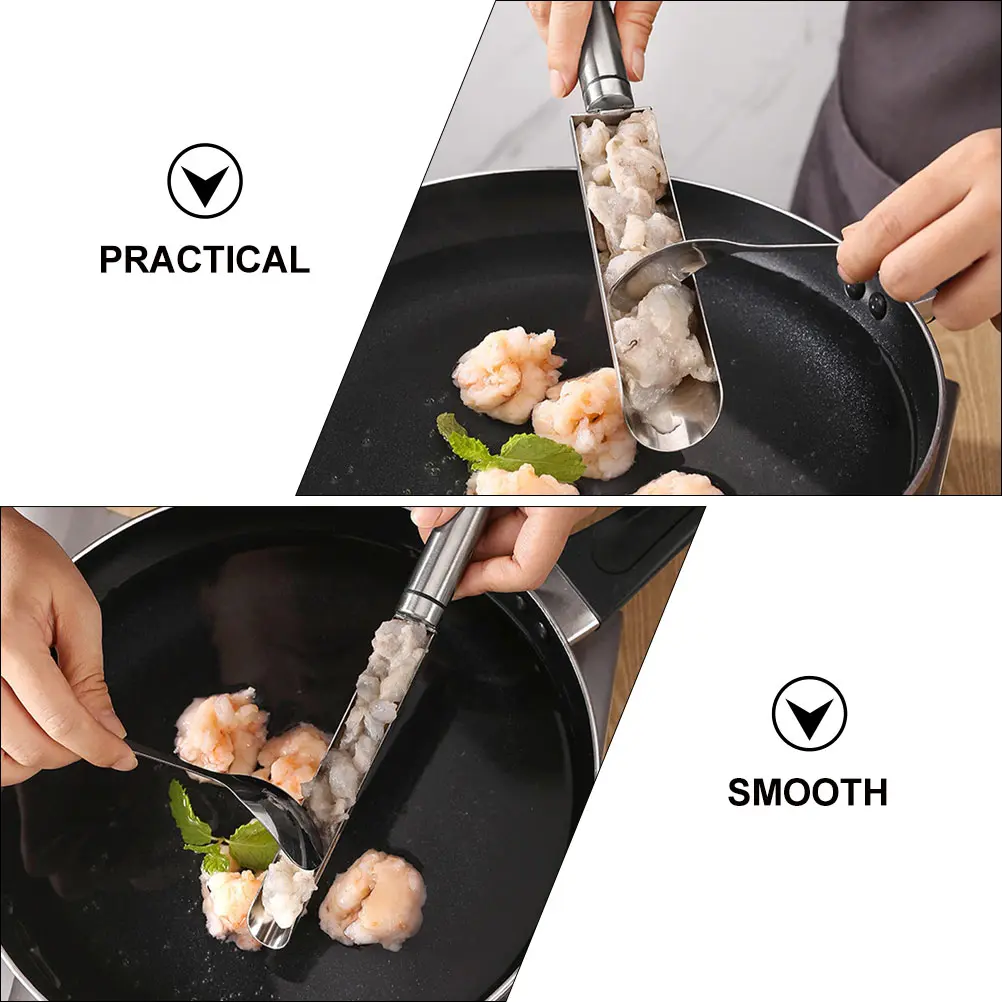 Stainless Steel Meatball Maker Spoon Shrimp Fish Kitchen Gadget Mold Light Easy Storage Comfortable Handle Home Use Diy Meat