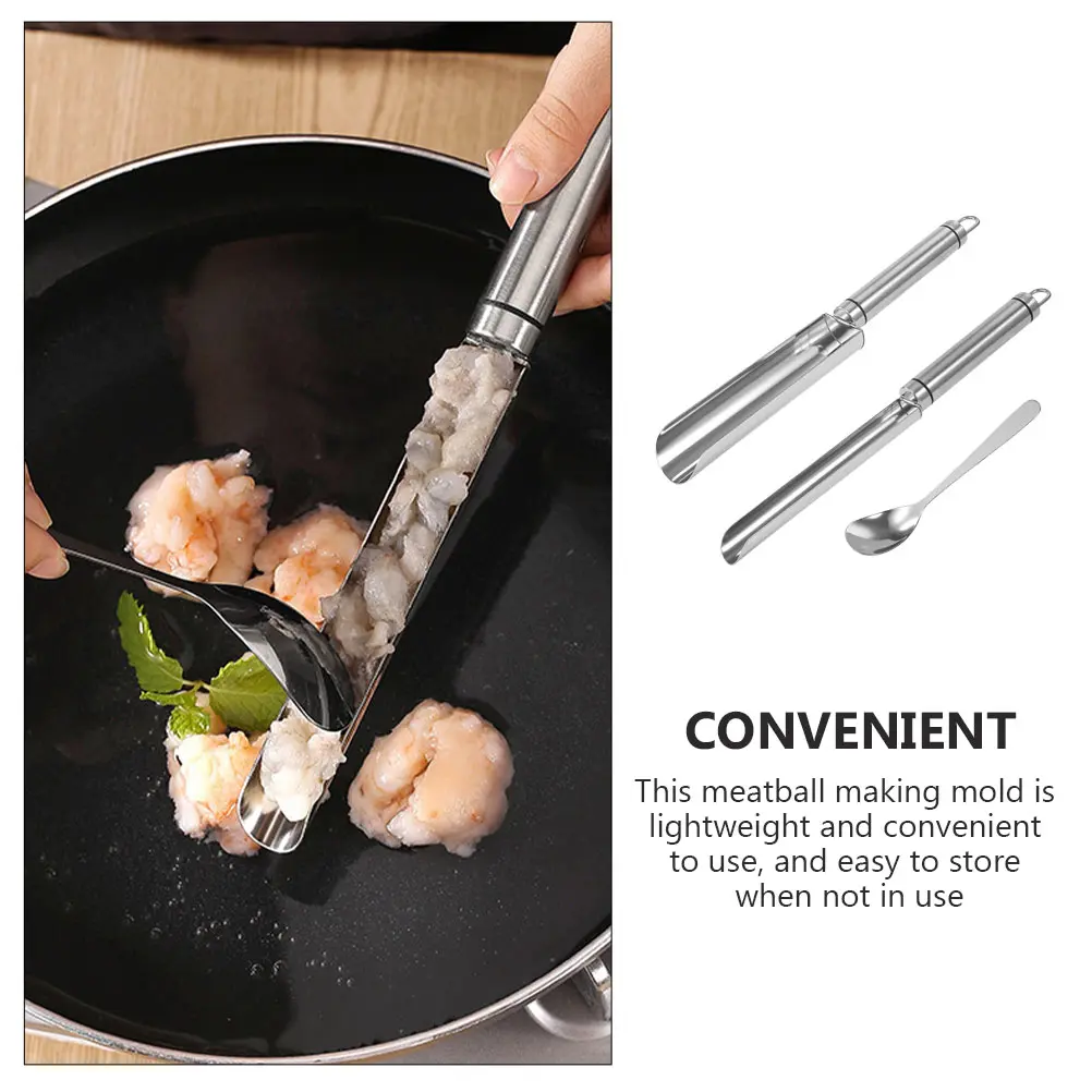Stainless Steel Meatball Maker Spoon Shrimp Fish Kitchen Gadget Mold Light Easy Storage Comfortable Handle Home Use Diy Meat