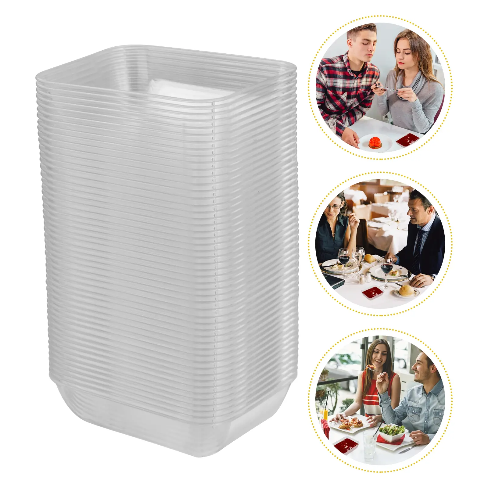 50pcs Disposable Plastic Plates Sauce Bowls Mini Transparent Dishes Food Trays Ideal Home Store Restaurant Catering Kitchen Bar