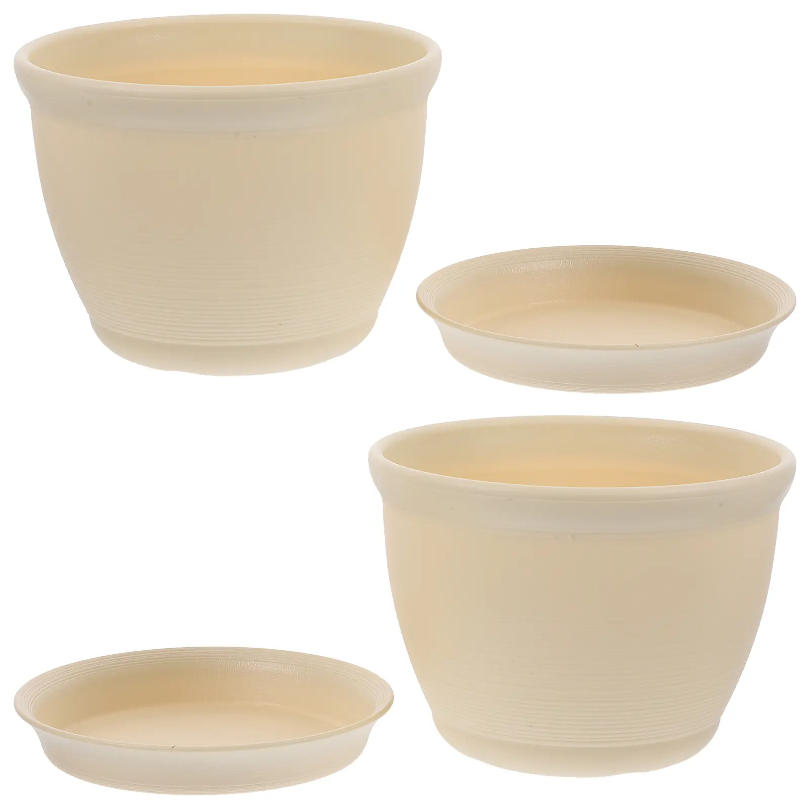 2 Sets Plastic Flower Pot With Saucer Indoor Plant Container Garden Balcony Potting Planter For Succulent Mint Nursery Plants
