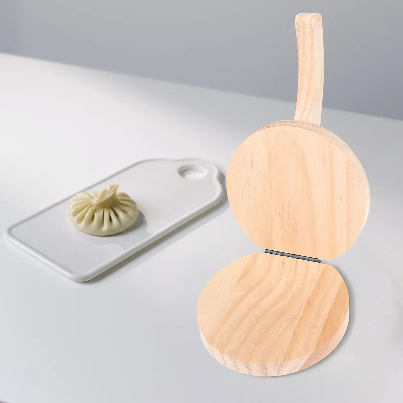 Wooden Dumpling Skin Presser Dough Pressing Tool for Making Wrapper Biscuits Efficient Labor Saving Smooth Surface