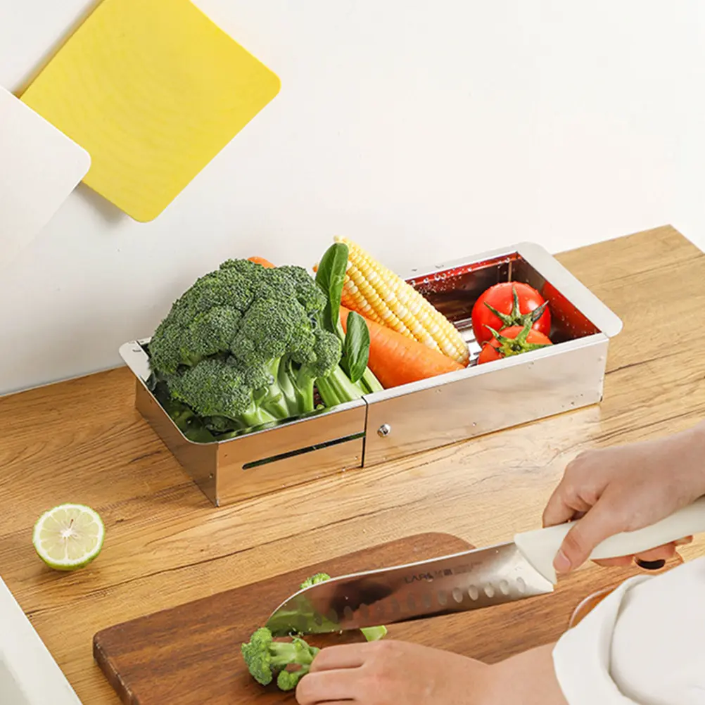 Stainless Steel Telescopic Dish Rack Organizer Expandable Kitchen Sink Bowl Plate Spoon Fork Sponge Holder