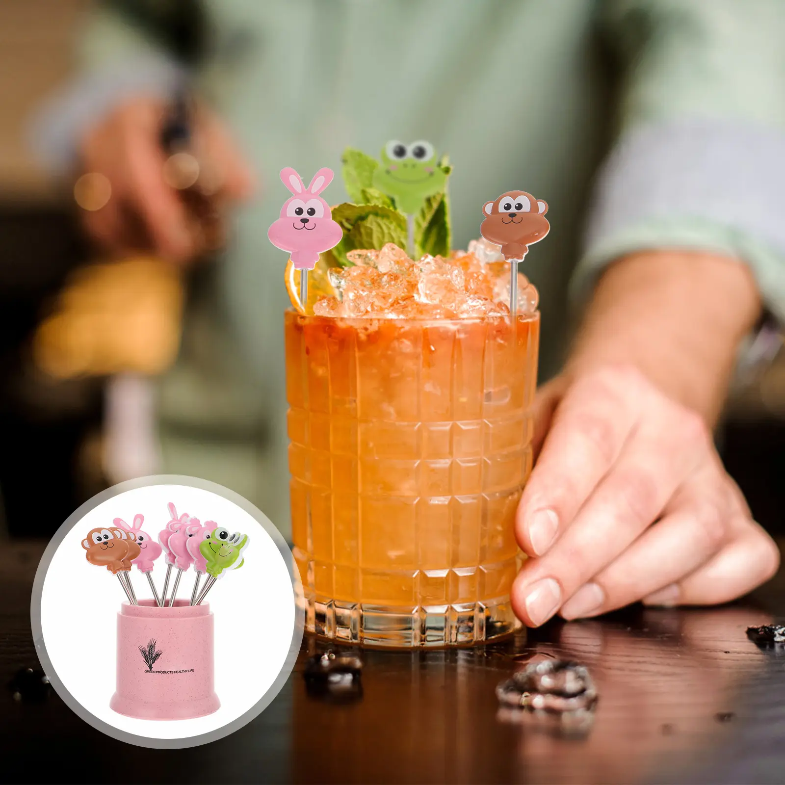 16pcs Stainless Steel Fruit Picks Decorative Cocktail Picks Lightweight Party Wedding Birthday Decoration Set Kitchen