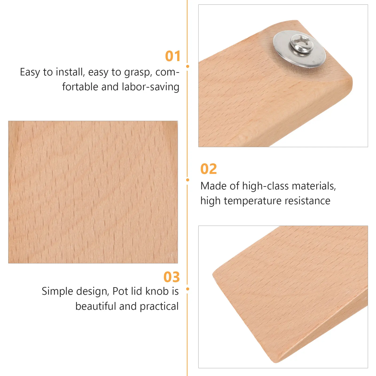 2 pcs Wooden Pot Lid Handle Cookware Replacement Knob Heat Resistant Easy Install Comfort Grip For Pots Woks Steaming