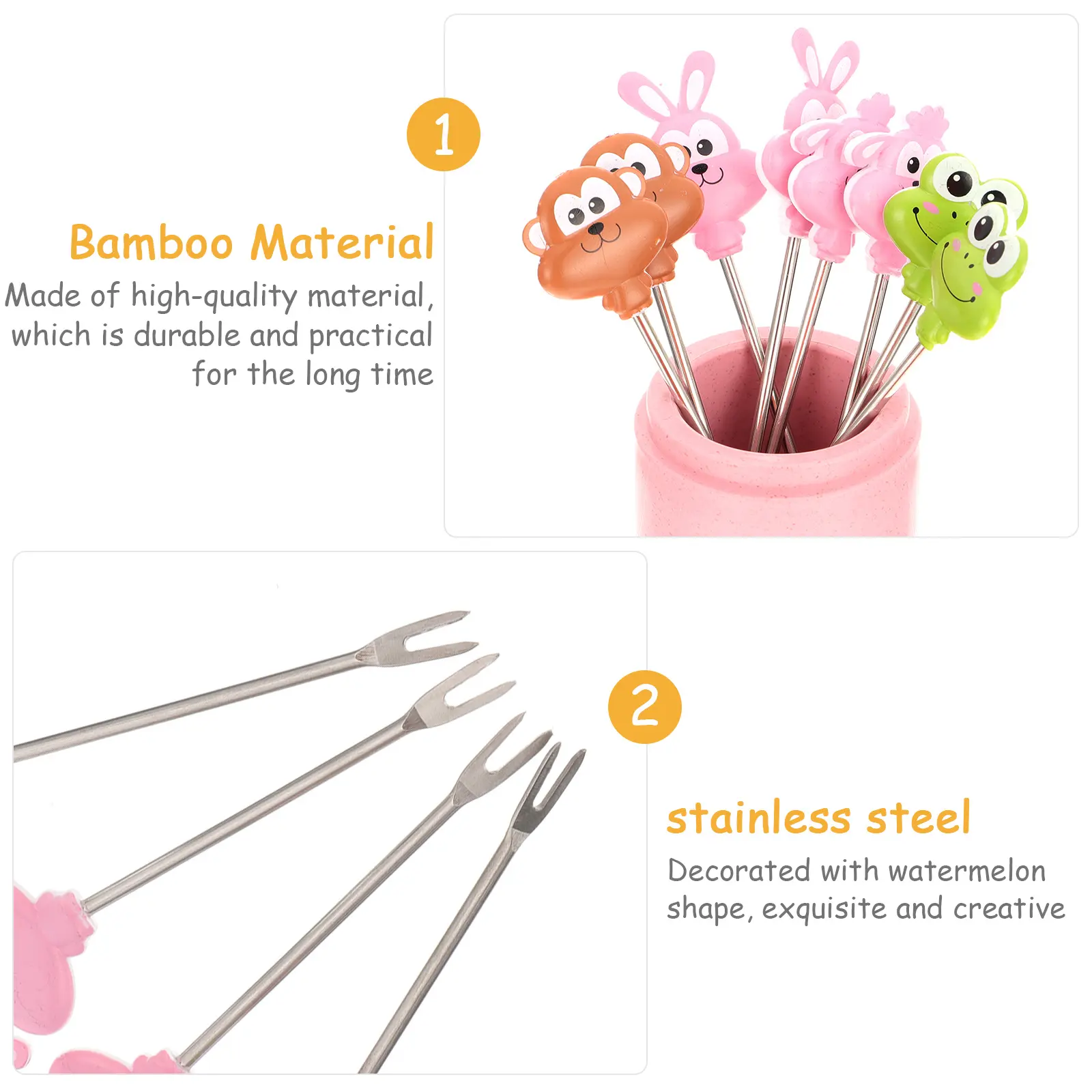 16pcs Stainless Steel Fruit Picks Decorative Cocktail Picks Lightweight Party Wedding Birthday Decoration Set Kitchen