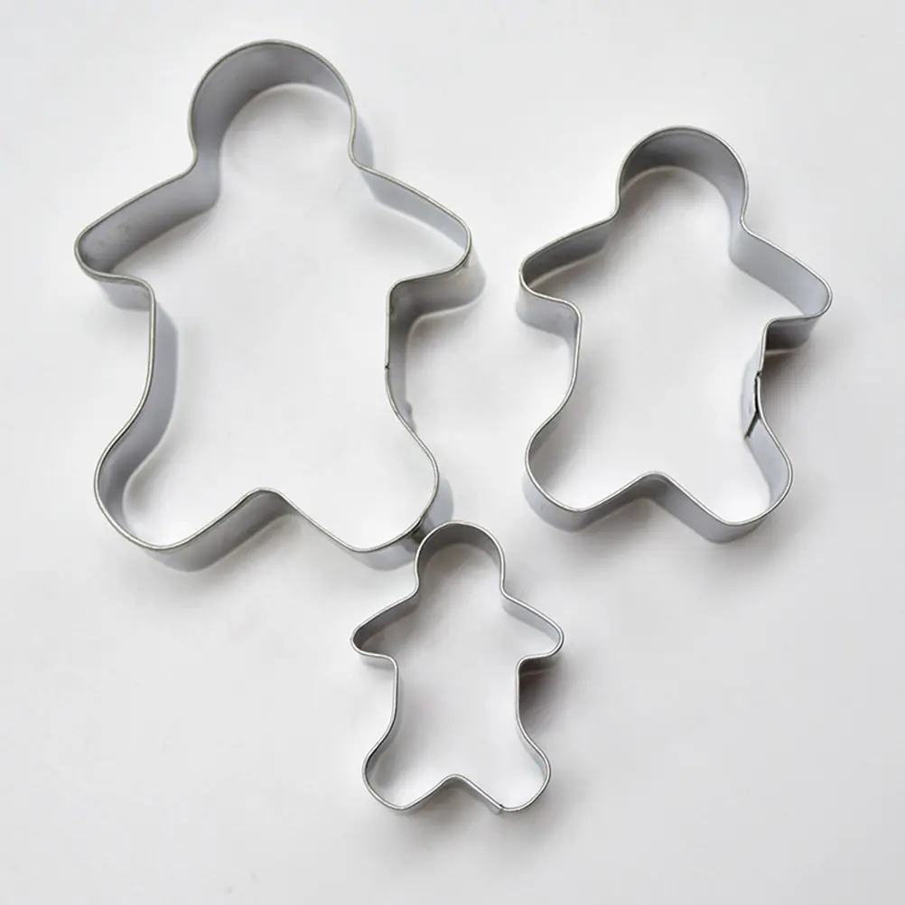 3 PCS Gingerbread Man Biscuit Cut Mold Cookie Baking Stainless Steel Shaper Biscuits Molds Mould Metal Cake Cutter