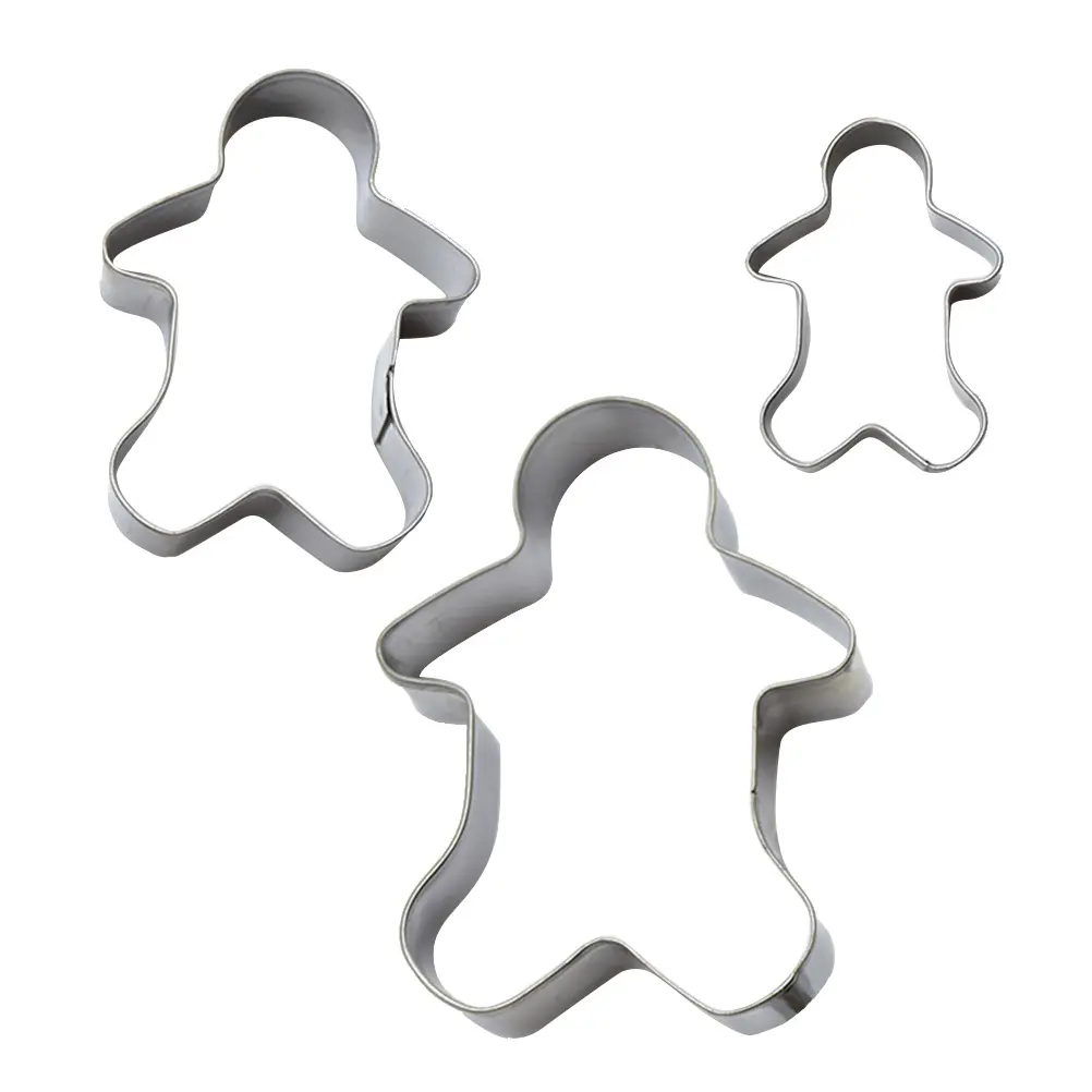 3 PCS Gingerbread Man Biscuit Cut Mold Cookie Baking Stainless Steel Shaper Biscuits Molds Mould Metal Cake Cutter