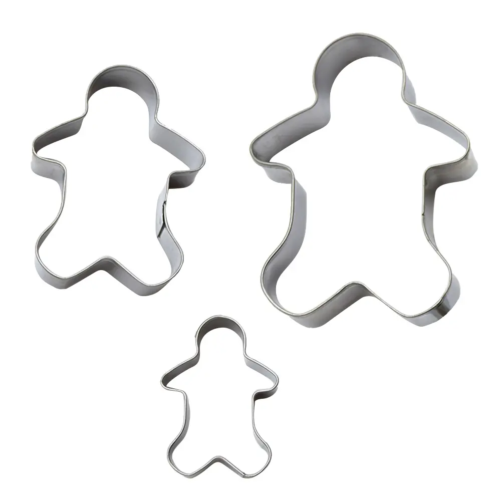 3 PCS Gingerbread Man Biscuit Cut Mold Cookie Baking Stainless Steel Shaper Biscuits Molds Mould Metal Cake Cutter
