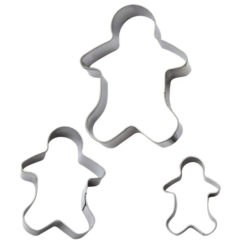 3 PCS Gingerbread Man Biscuit Cut Mold Cookie Baking Stainless Steel Shaper Biscuits Molds Mould Metal Cake Cutter
