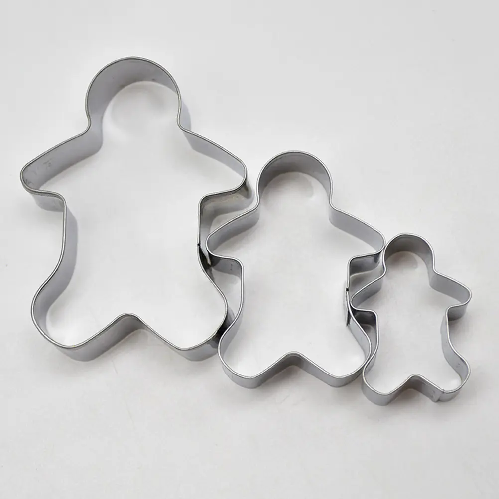 3 PCS Gingerbread Man Biscuit Cut Mold Cookie Baking Stainless Steel Shaper Biscuits Molds Mould Metal Cake Cutter