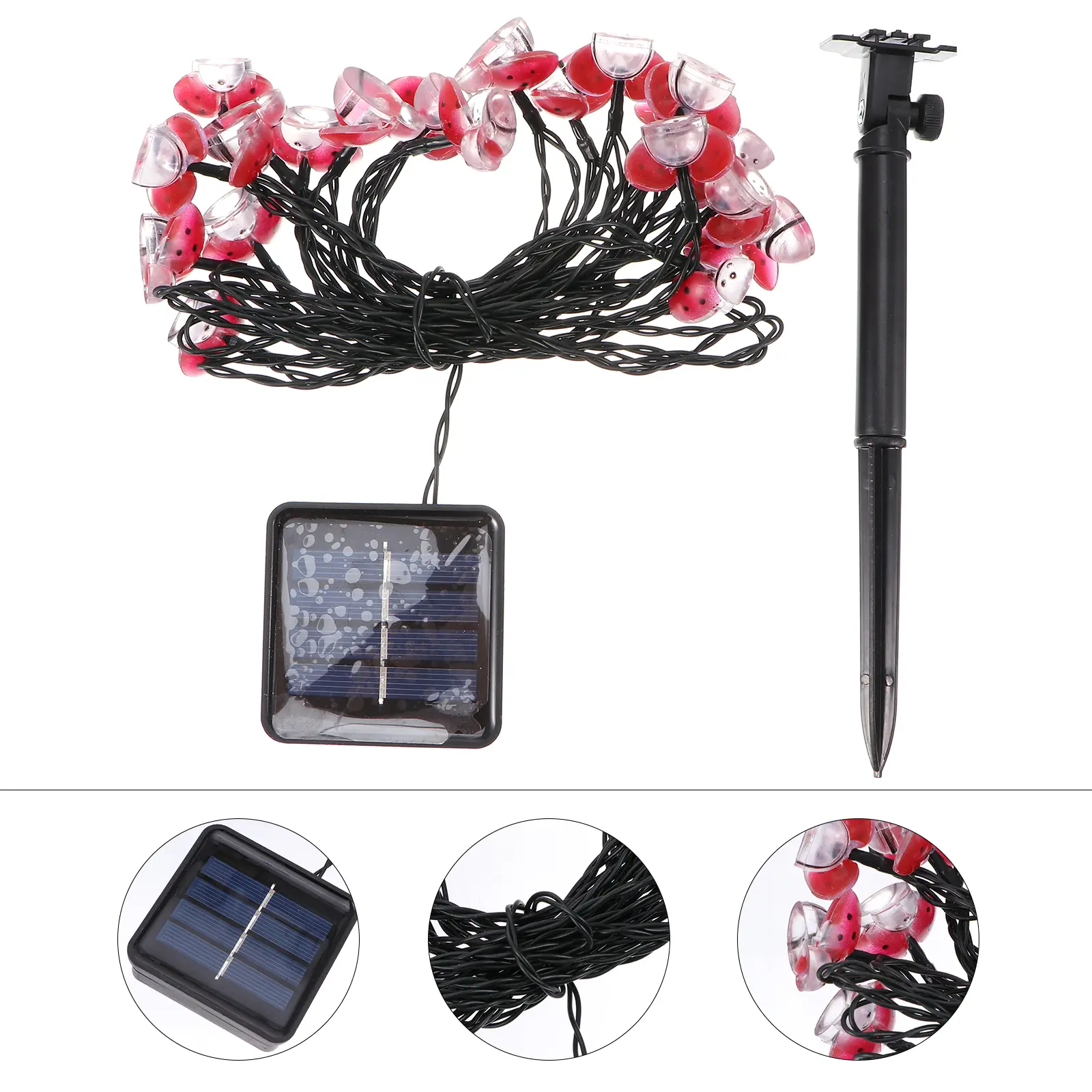 1 set Solar Ladybug Lights 5m LED String for Garden Yard Festive Decor Solar Powered Waterproof Outdoor Decoration