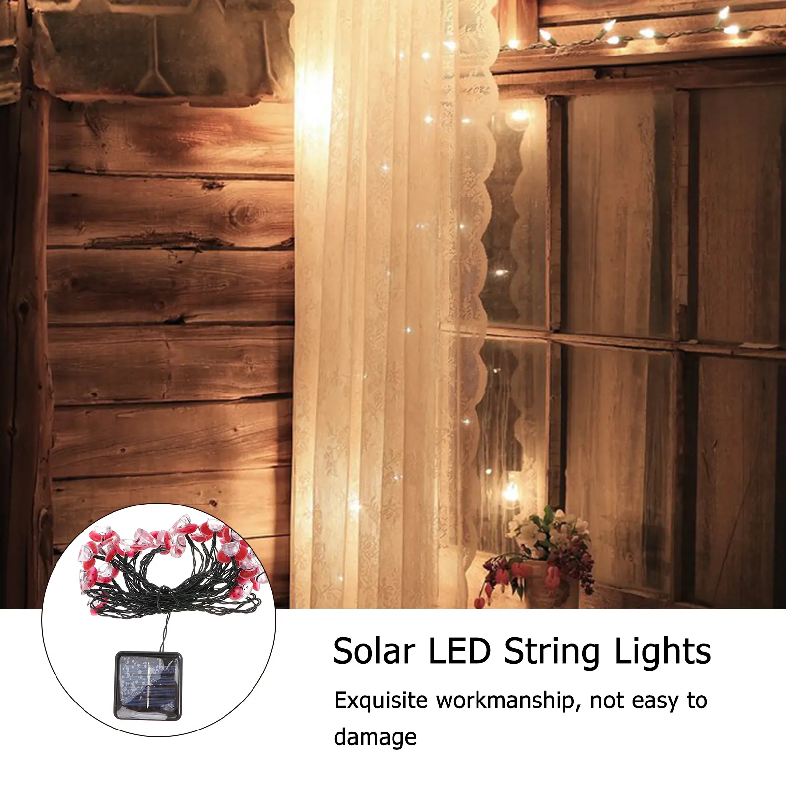 1 set Solar Ladybug Lights 5m LED String for Garden Yard Festive Decor Solar Powered Waterproof Outdoor Decoration