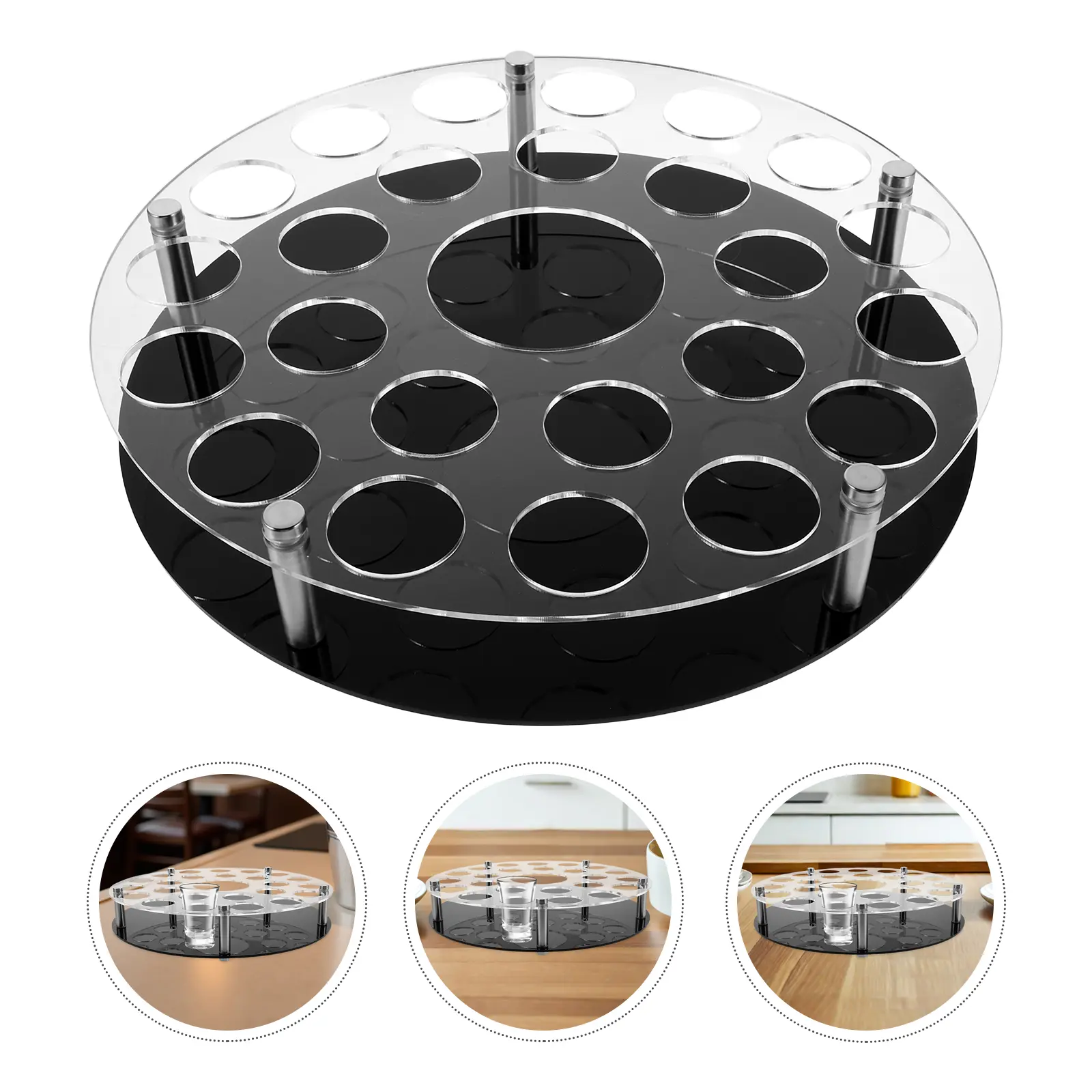 Shot Glass Holder Tray Wine Glass Organizer Acrylic Base Clear Bar Display Rack Space-Saving Elegant Design For Home Parties