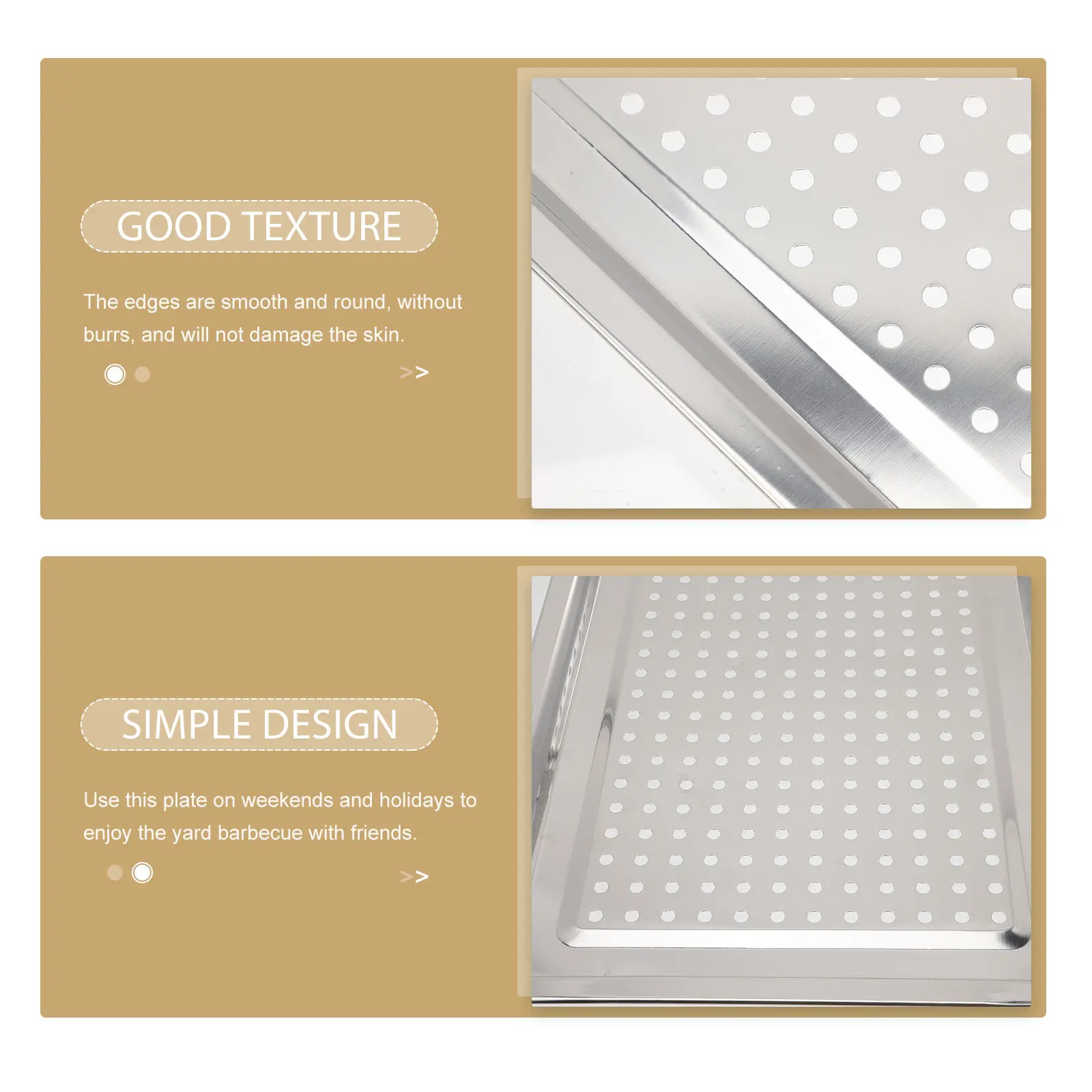 Stainless Steel Bbq Grill Tray Portable Outdoor Barbecue Plate Grilling Meat Fish Smooth Edges Lightweight Wear Resistant Camp