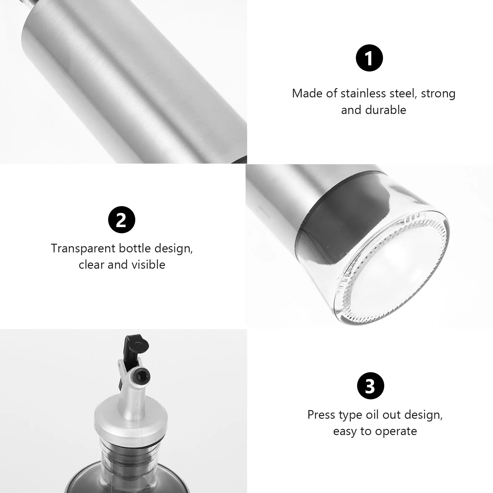 2pcs Pressing Type Bottle Transparent Dispenser For Cooking Oil Storage Container Olive Oil Vinegar Soy Sauce Bottle Kitchen