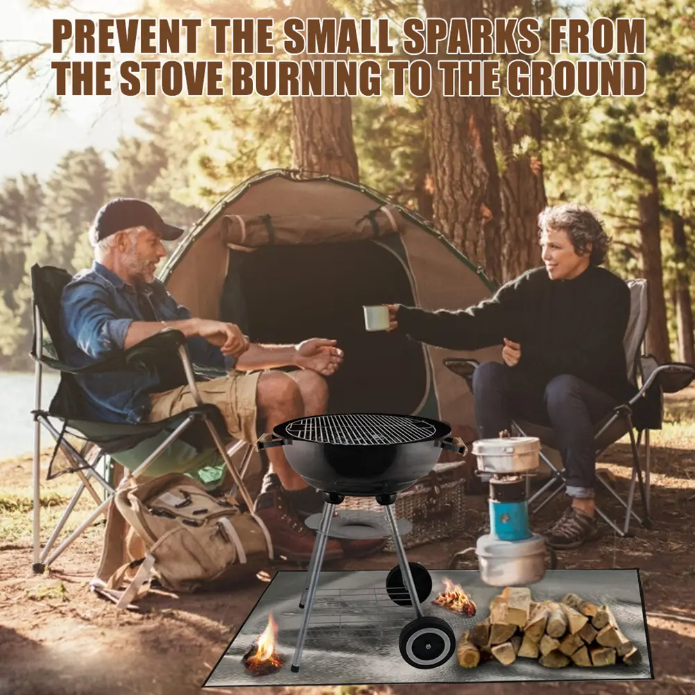 High Temperature Resistant Brazier Mat Fire Pit Deck Protector Patio Grill Camping BBQ Fireproof Heat Resistant Blanket Foldable