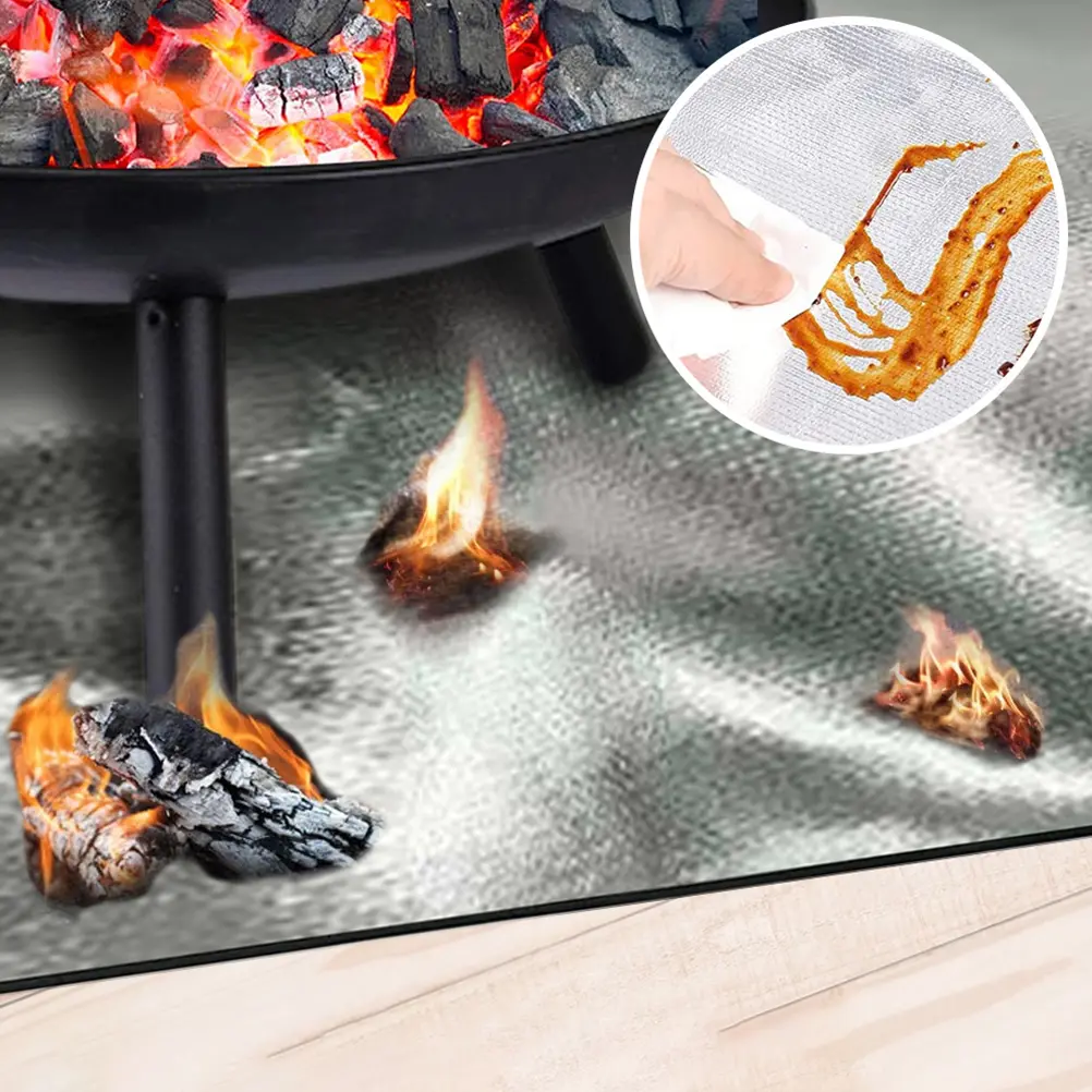 High Temperature Resistant Brazier Mat Fire Pit Deck Protector Patio Grill Camping BBQ Fireproof Heat Resistant Blanket Foldable