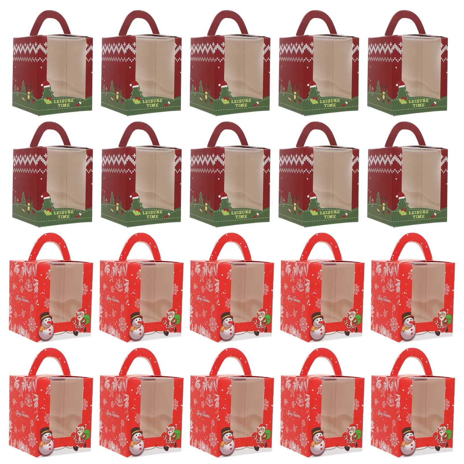 20Pcs Cupcake Boxes Exquisite Craftsmanship Retro Xmas Design Ideal for Biscuits Christmas Supplies