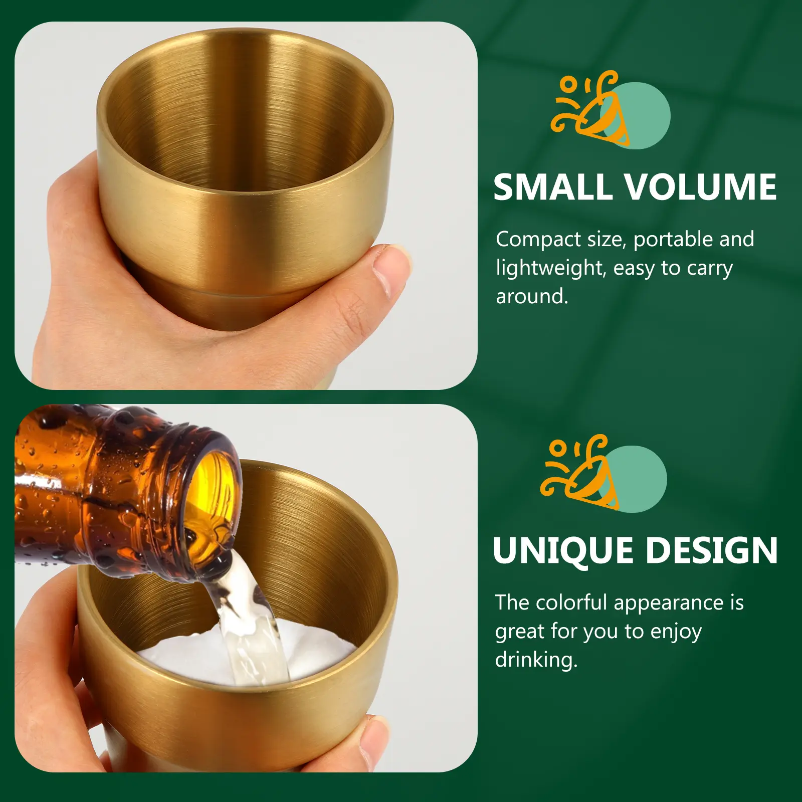 Stainless Steel Mug 304 Double Layer Beer Whisky Wine Tumbler for Unwinding Time Home Decor