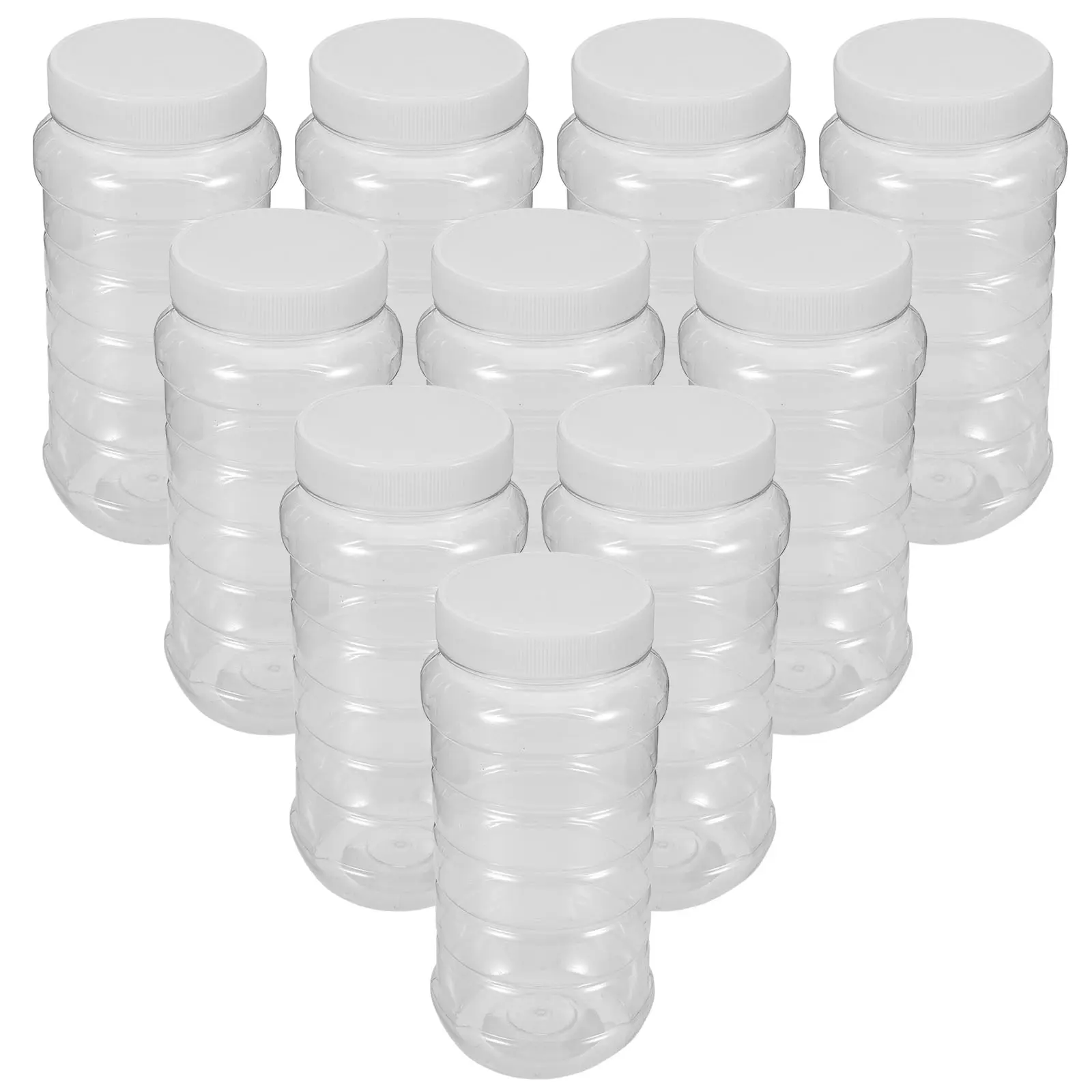 10pcs Honey Storage Jars Transparent Leak-Proof Plastic Foodgrade Dispenser Containers With Lids For Syrup Refillable Empty
