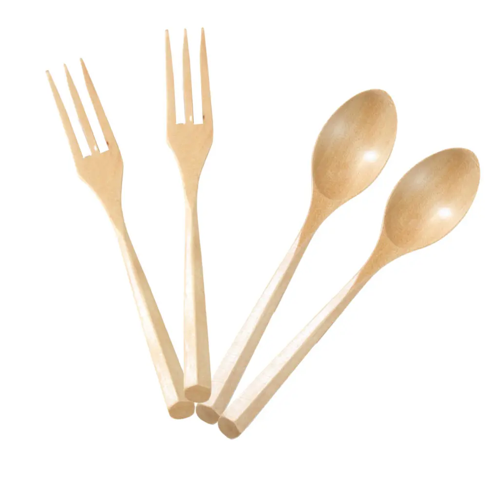 1 set 1 Set Wooden Fork Spoon Set Durable Smooth Tableware Elegant Design Salad Dessert Utensils Home Party Flatware Cutlery Kit