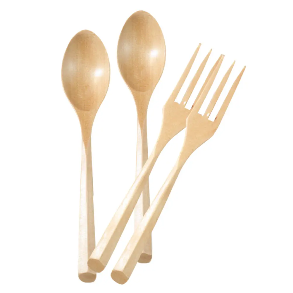 1 set 1 Set Wooden Fork Spoon Set Durable Smooth Tableware Elegant Design Salad Dessert Utensils Home Party Flatware Cutlery Kit
