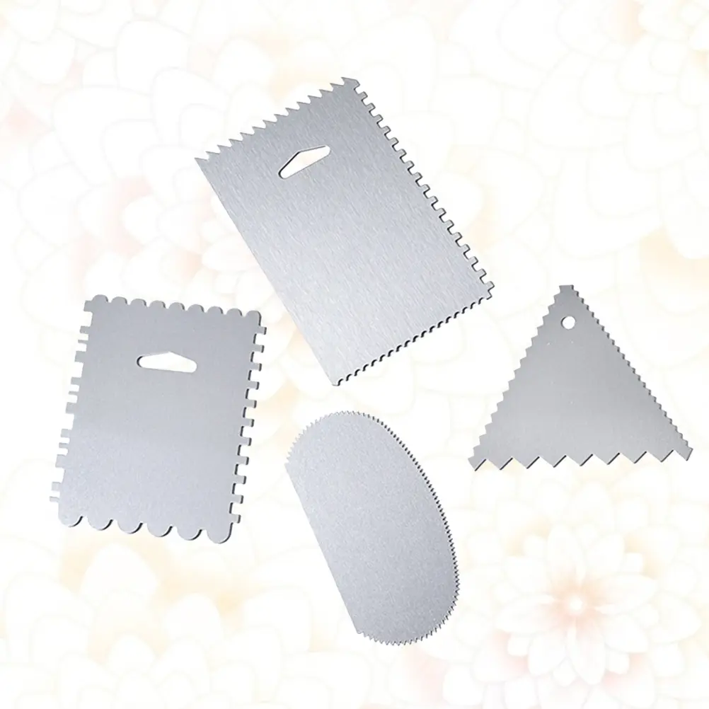 4pcs Cake Scraper Set Baking Supplies Stainless Steel Easy to Use Clean Kitchen Gadgets for Cake Making