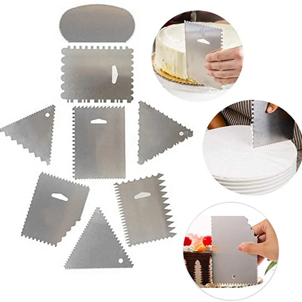 4pcs Cake Scraper Set Baking Supplies Stainless Steel Easy to Use Clean Kitchen Gadgets for Cake Making