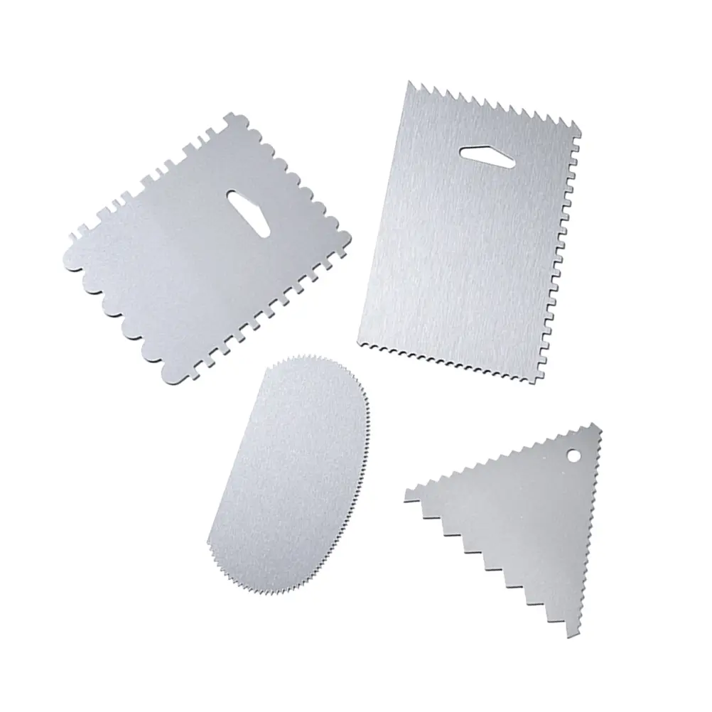 4pcs Cake Scraper Set Baking Supplies Stainless Steel Easy to Use Clean Kitchen Gadgets for Cake Making