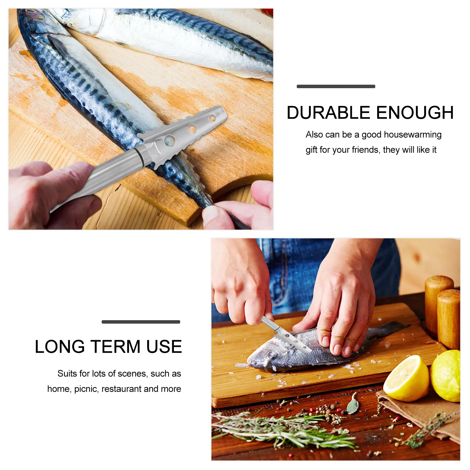 1pc Scale Scraper Premium Fish Skin Cleaner Resistant Long Handle Ergonomic Grip Light Compact Kitchen Gadgets Fish