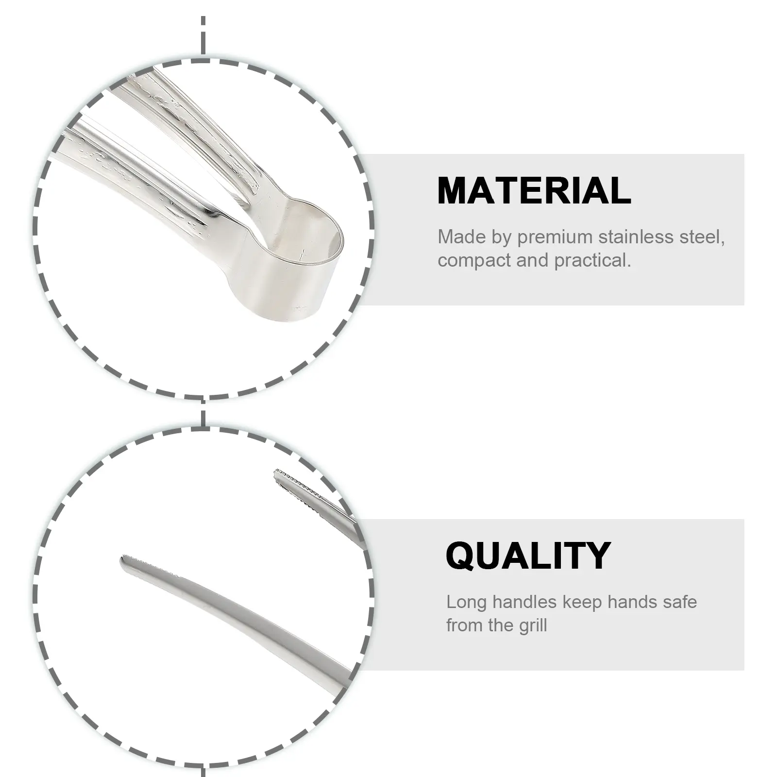 1pc Stainless Steel Food Tongs Heat Resistant Bbq Tong For Steak Bread Kitchen Use Comfortable Grip Wedding Banquet