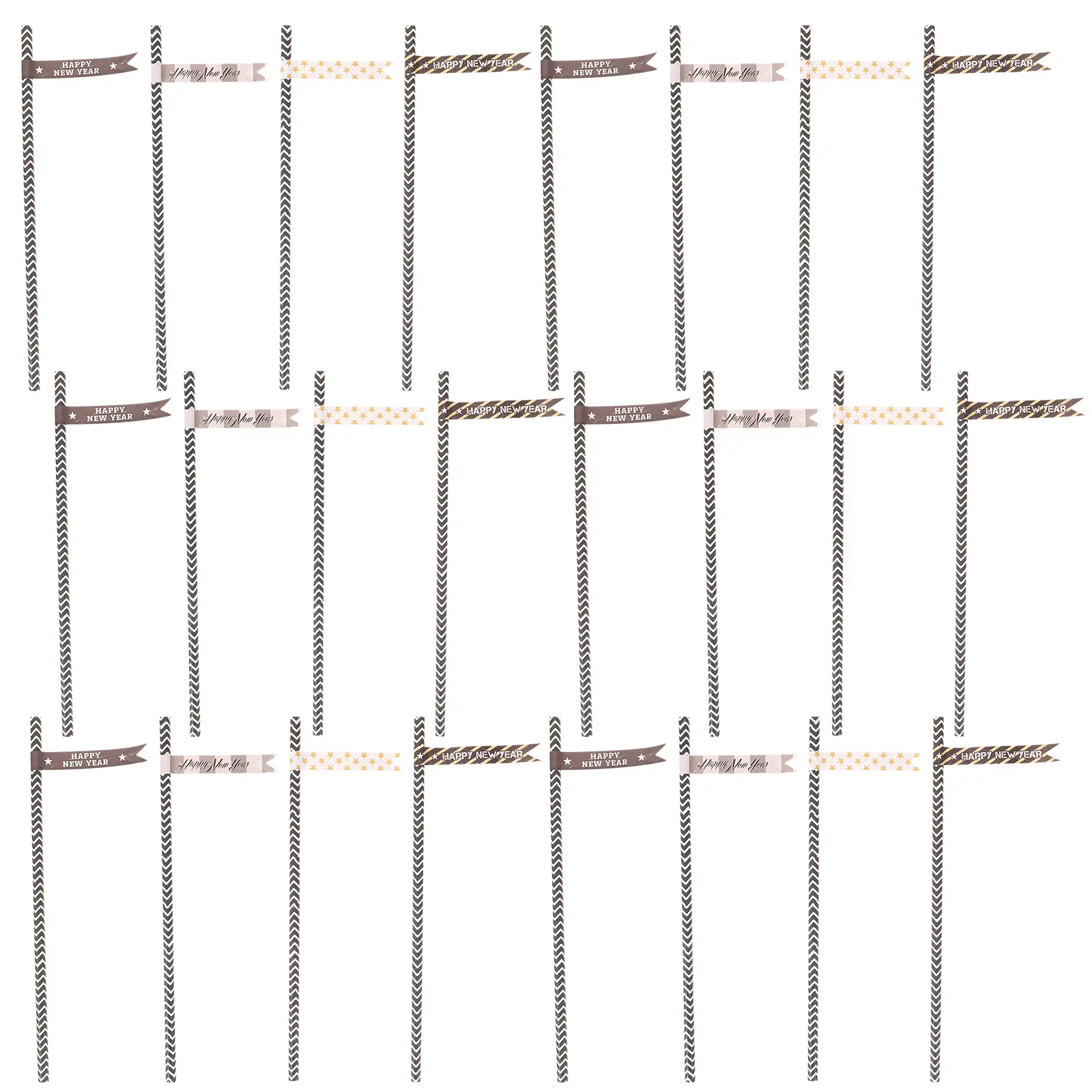 1 Set New Year Straw Stickers Happy Decorative Decals Coffee Skateboard Wall Guitar Vehicle Party Favors Household Adhesive