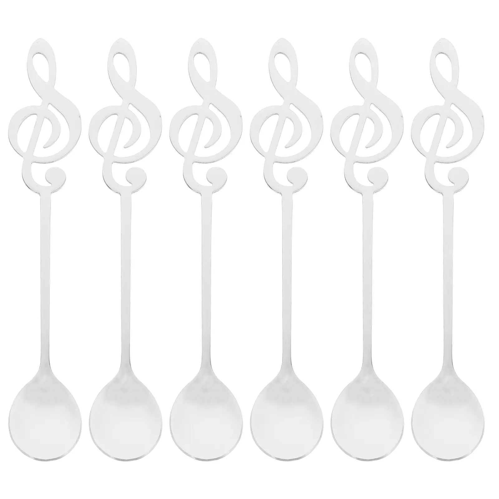 6 Pcs Musical Note Dessert Spoon Cute Heart Espresso Teaspoons Stainless Steel