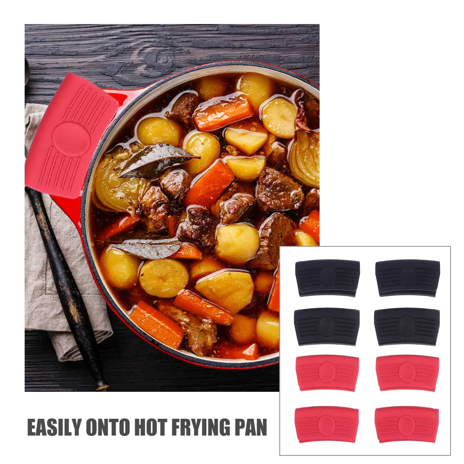 Silicone Pot Ear Clips Heat Resistant Holder Red Black Grip Handle Sleeve Scald Proof General Size for Pans