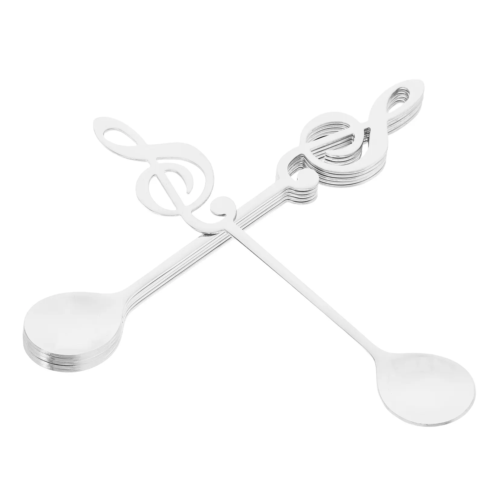 6 Pcs Musical Note Dessert Spoon Cute Heart Espresso Teaspoons Stainless Steel