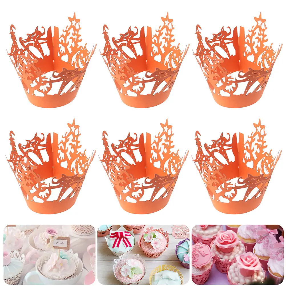 100 Pcs Lace Paper Holder Hollow Black Wrappers For Cupcakes Halloween Birthday Party Cake Wraps Birthday Party Supplies